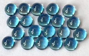 Topacio azul suizo natural, cabujón redondo de 3mm, Topacio Azul suizo suelto redondo - Product Image 3
