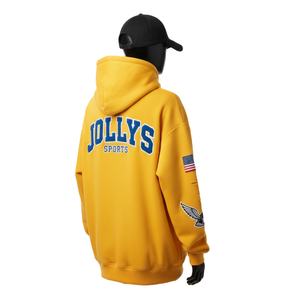 Sweat à capuche oversize pour femme en coton premium et polaire polyester 320 GSM, couleur moutarde, broderie chenille, logo personnalisé, sweat à capuche basique - Product Image 5