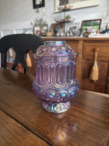 (ST) Lámpara de hadas con diseño de luna y estrellas de L.E. Smith, amatista, vintage, rara - Product Image 4