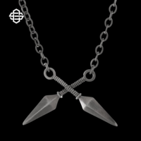 Pendentif Croix Shuriken Gothique en Argent 925 Plaqué Or 18K avec Diamants, Couteau Kunai, Bijou Unisexe Tendance Streetwear Hip Hop, Idéal Cadeau