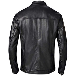 2024 chaqueta de cuero genuino con logotipo personalizado para hombre, chaquetas de cuero de motorista de moda de Primavera de retazos ajustadas de manga larga - Product Image 2