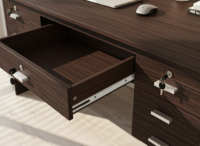 Bureau d'étude moderne à 7 tiroirs, finition bois wengé, MDF, bureau d'ordinateur pour la maison, surface en PU, glissières de tiroir, utilisation scolaire
