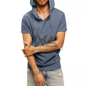 เสื้อยืดออกกำลังกายแขนสั้นมีฮู้ดของผู้ชายเสื้อยืดออกกำลังกายที่ทันสมัยสำหรับฝึกซ้อมฤดูร้อนและพักผ่อน - Product Image 4
