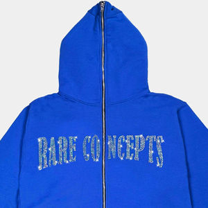 Sudadera con capucha de manga larga con cremallera para hombre, nueva moda de algodón sólido 100%, sudadera de lona térmica, lavado ácido y bordado, ajuste holgado - Product Image 2