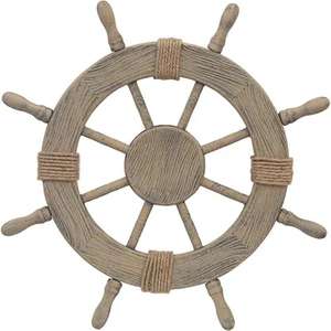 Antique Decor <b>Wooden</b> Ship Wheel <b>Wooden</b> <b>Polish</b> with Brass Hub and Decorative Products for All Decoration Place from India - Product Image 3