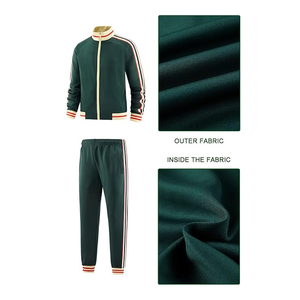 Logo personnalisé, vêtements de sport à fermeture éclair complète, ensembles de jogging gris tendance pour hommes, échauffement, entraînement de fitness en plein air, ensemble de hauts à col rond - Product Image 6