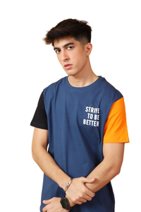 T-shirts anti-rides à logo personnalisé pour hommes Conception en satin de coton 100% Manches courtes Panneau multi-blocs Options de conception personnalisables - Product Image 6