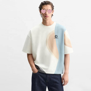 Personalizado de gran tamaño gota hombro pesado algodón orgánico impreso camisetas fabricante Boxy recortada camiseta para hombres - Product Image 1