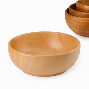 Bol à salade artisanal en bois de Neem |   Bol de service en bois naturel avec ustensiles pour salades, fruits et repas à la maison - Product Image 1