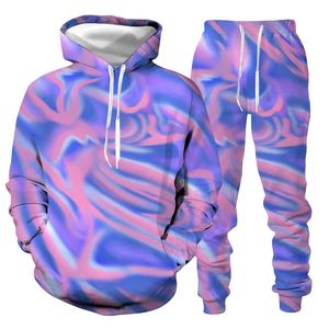 Survêtement de sport à capuche 2025 Nouveaux survêtements en coton uni élégant Unisexe 2 pièces ensemble Sublimation Survêtements - Product Image 5