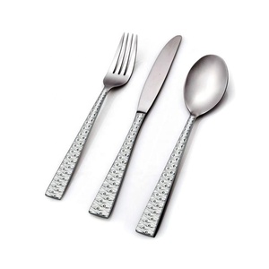 Custom Design Stainless Steel Flatware Silver Wedding New Arrival Portuguese <b>Bamboo</b> Pattern Handle Salad Server Set - Product Image 4