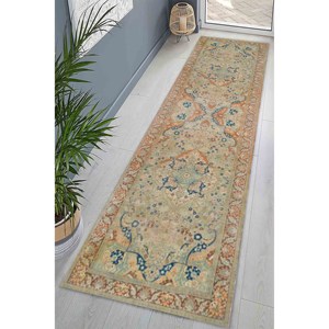 Printed <b>Rug</b>: Green <b>Rug</b>, Floral <b>Rugs</b>, Brown <b>Rug</b>, Luxury <b>Rugs</b>,<b>Chenille</b> <b>Rug</b> - Product Image 4