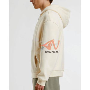 Sweat à capuche unisexe de luxe 460GSM avec fermeture éclair pour homme, haut streetwear de haute qualité brodé en Italie avec impression numérique pour le printemps - Product Image 3