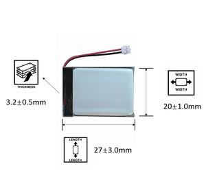 Batería de Polímero de Litio 332029 AHB322027H 190mAh 3.7V 2 Cables, Batería de Repuesto de Alta Capacidad Recargable para Altavoz - Product Image 2