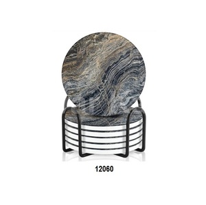 Posavasos para bebidas Juego de posavasos de piedra natural absorbente con posavasos de soporte para decoración de mesa de café - Product Image 1