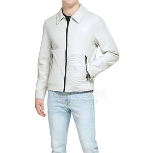 Veste en cuir pour homme sur mesure, style streetwear printemps, couleur unie, coupe-vent, écologique, couleurs personnalisées, col mandarin - Product Image 4