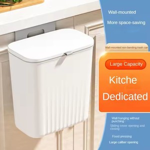 2025 9L Cubo de basura multifuncional montado en la pared con tapa Gabinete de cocina Cubo de basura de plástico colgante - Product Image 3