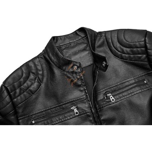 Men's Vintage Genuine <b>Leather</b> <b>Jacket</b> Stand Collar Soft <b>Long</b> Lasting Great Winter Any Occasion High Street Style Patchwork High - Product Image 4