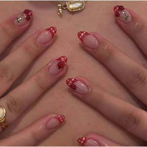 Cherry Picnic Press-on Nail Art Chic et amusant - Product Image 4