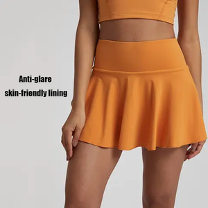 Women's High Quality Eco-Friendly Breathable Quick Dry Moisture Wicking 4-way <b>Stretch</b> Tennis <b>Skirts</b> with Front and Waist Logo - Product Image 2