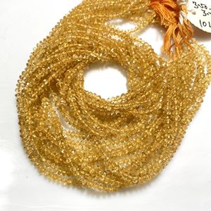 Wholesale 4mm Citrine Quartz Faceted Rondelle Beads Natural Gemstone for Jewelry Making - Product Image 2