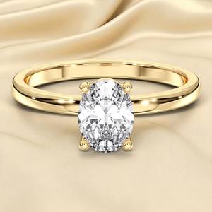Bague de fiançailles solitaire en or massif pour femme, taille ovale, 1.00 carats, E-F/VVS-VS, Moissanite - Product Image 3