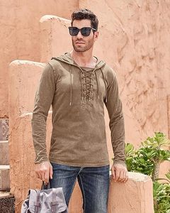 Hauts décontractés personnalisés pour hommes pour vêtements d'extérieur-Pulls à capuche vintage à manches longues de couleur unie | Fabricant - Product Image 4