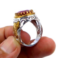 Bague Statement en Argent Sterling 925 avec Pierre Précieuse Agate de Feu, Coupe Ovale, Sertissage Clos, pour Mariage et Fêtes