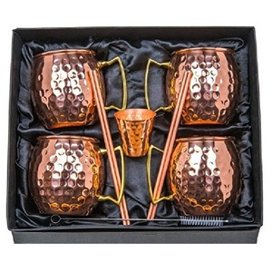 Taza de café y jugo de cobre con forma de barril marrón más reciente martillado de cobre con revestimiento interior de níquel - Product Image 4