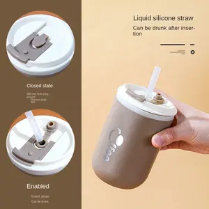 500ml Drinking Cup Double Layer Stainless Steel Coffee Cup Portable Mugs Creative Portable Milk Bottle Large Capacity Gift