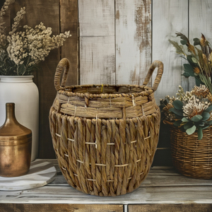 Luxury Round <b>Water</b> <b>Hyacinth</b> <b>Storage</b> <b>Basket</b> Eco-Friendly Multi-Purpose Size M - Product Image 4