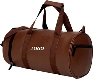 棕色彩色行李袋大型旅行运动健身房训练包男女通用定制皮革周末PU皮革行李袋热卖