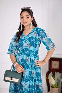 Designer Fantaisie Tenue Indienne Meilleur Tissu Vêtements Ethniques Magnifique Regard Georgette Avec Robe Imprimée Travail Fournisseur Mondial - Product Image 2