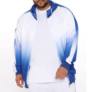 <b>Men's</b> Premium Sublimation Zipper <b>Hoodie</b> | Blue & <b>White</b> Ombre Gradient Tracksuit Top | Professional Athletic Gym Training Jacket - Product Image 3