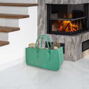 Bolsa de Fieltro Turquesa para Leña, Accesorio para Conjuntos de Chimenea - Product Image 1