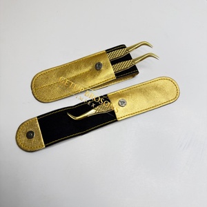 Pince à épiler pour extensions de cils en acier inoxydable noir, anti-magnétique, anti-statique, à pointe lisse de 10 mm, avec porte-clés drapeau américain et logo personnalisé, pour la beauté - Product Image 3