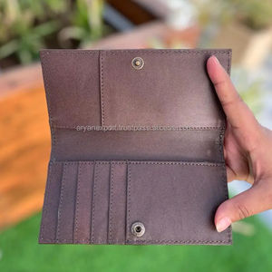 Portefeuille en cuir véritable fabriqué à la main sur mesure pour hommes Portefeuille long en cuir Portefeuilles décontractés Portefeuilles standard - Product Image 6