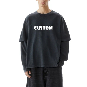 เสื้อยืดผู้ชายลายโลโก้สั่งทำพิเศษ ล้างสีแบบ Acid Wash ดีไซน์ใหม่ทันสมัย สวมใส่สบาย แขนคู่ - Product Image 1
