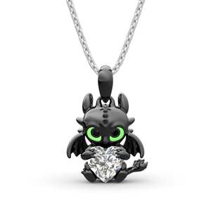 Collier en argent sterling avec zircon, motif cœur de dragon, Jeulia Hug Me Show Your Heart, pour les fêtes - Product Image 1