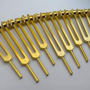 Diapasones de Sanación Chakra 9 con Peso y Solfeggio 9 sin Peso (Dorado) - 18 Diapasones para Uso en Laboratorio - Product Image 1