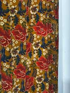 Cortinas de Terciopelo de Algodón Amarillo Mostaza con Estampado Floral, Cortinas Botánicas Vintage, Decoración del Hogar Estilo Cottagecore Retro Chic, Terciopelo Vintage - Product Image 2
