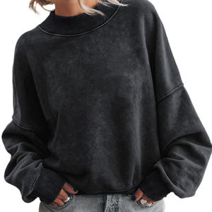2026 Wholesale Latest Design Long Sleeve Women Acid Wash Sweatshirt Full Sleeve Casual Style Ladies Sweatshirt <b>For</b> <b>Sale</b> - Product Image 1