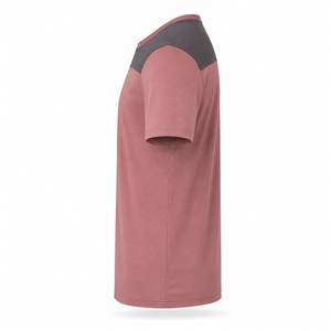 Camiseta Personalizada Color Rosa Empolvado con Paneles en los Hombros Color Carbón, Ropa Casual de Algodón para Hombre, Venta al Por Mayor - Product Image 5