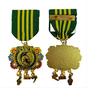 เหรียญโลหะเคลือบสีทองแบบกำหนดเอง FIESTAR พร้อมพิมพ์ลาย UV บนโลหะผสม  พร้อมริบบิ้นสั้น ประดับกลิตเตอร์ สำหรับงานศิลปะสะสม - Product Image 5