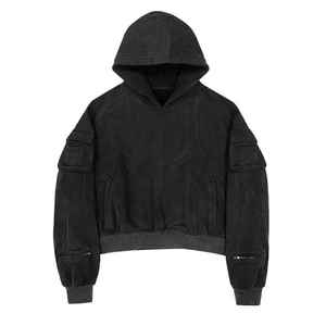 Jersey de lana Vintage de peso pesado para hombre, de alta calidad Sudadera con capucha, algodón francés desgastado, bordado con ácido, Invierno - Product Image 5