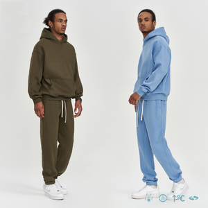 Conception de logo personnalisé noir hommes plaine 400 Gsm coton lourd épais sweat à capuche épais blanc Tech polaire hommes veste livraison DDP - Product Image 5