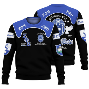 Sudadera con Cuello Redondo Zeta Phi Beta Griega 1920 para Mujer, Azul, Bordada, de Felpa - Product Image 3