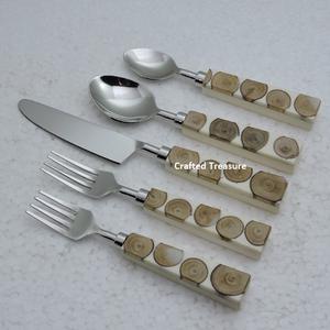 Trending Design New Stainless Steel <b>Flatware</b> <b>Set</b> with Epoxy Resin and Wood Handle Competitive Price Five Piece Cutlery <b>Set</b> - Product Image 3