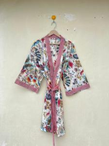 ชุดคลุมกิโมโนผ้าฝ้ายชุดคลุมสำหรับใส่ในบ้านชุดคลุมสำหรับเพื่อนเจ้าสาวพิมพ์ลายชุดราตรีสำหรับใส่ในช่วงฤดูร้อนชุดคลุมอาบน้ำขนาดเดียวสำหรับแขก - Product Image 5