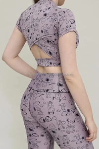 Camo Printed High Waist Pants Set Ribbed Fitness Yoga Wear Women Gym Seamless Tie Dye Crop <b>Top</b> two Pieces Set Sexy Club Floral - Product Image 2